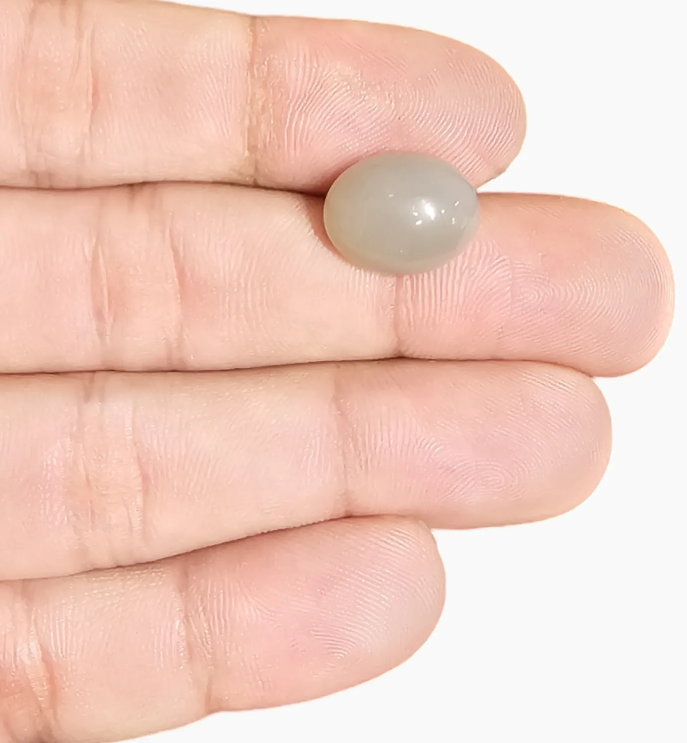 Natural Peach Moonstone Gemstone 7.63 Carats Oval Cabochon Shape ( 14.3x11.3mm)