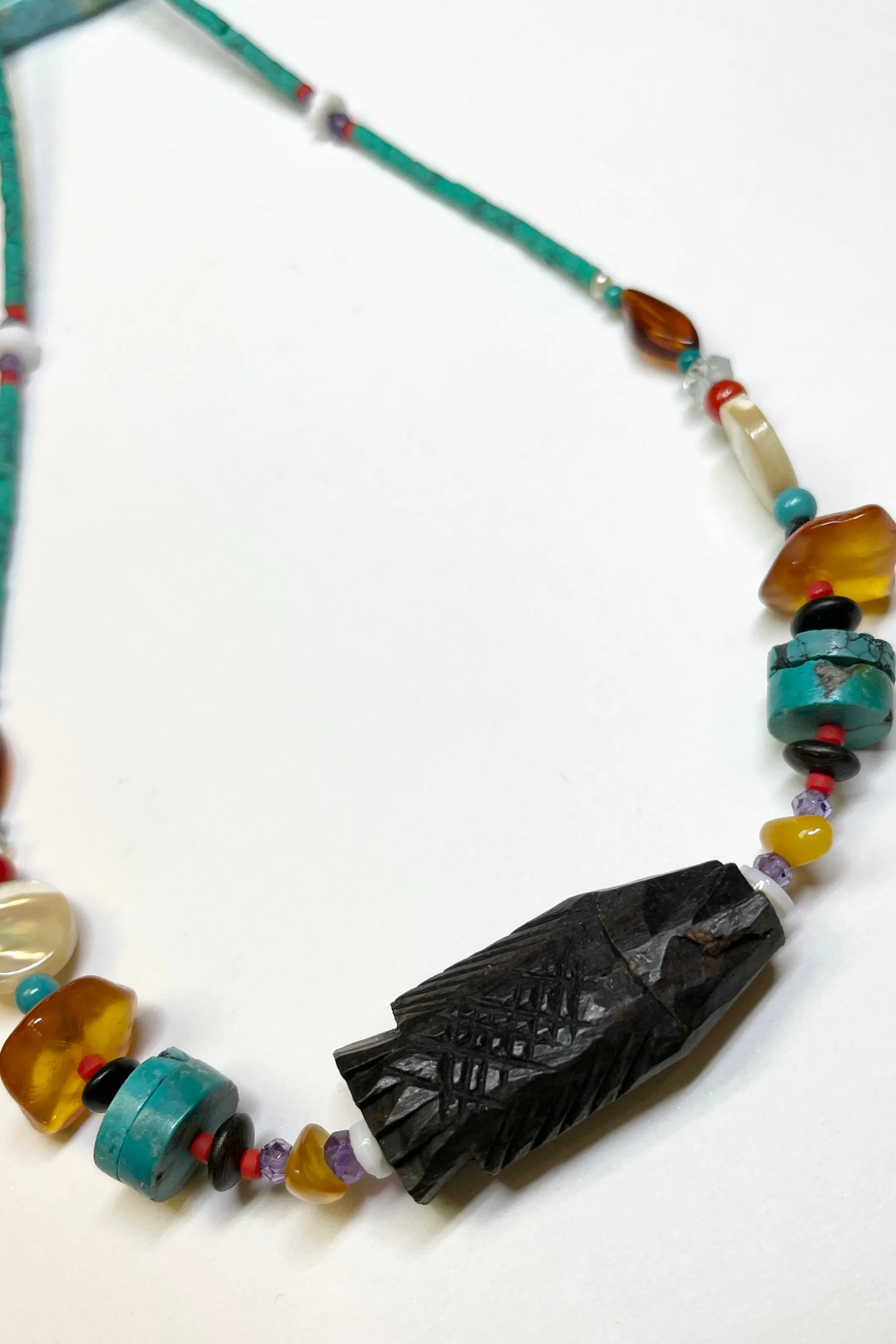 Necklace Cay Carved Wood Fish