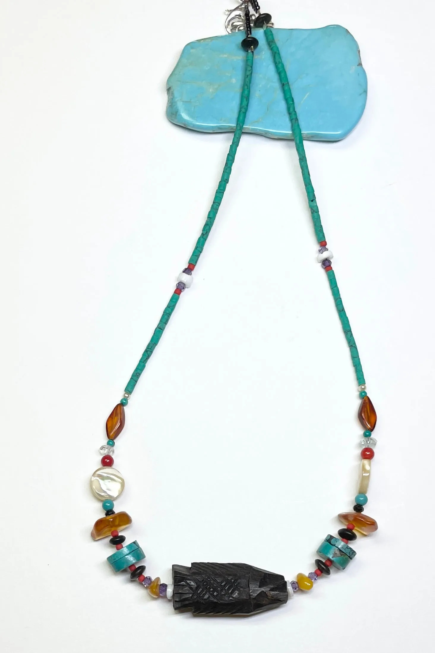 Necklace Cay Carved Wood Fish