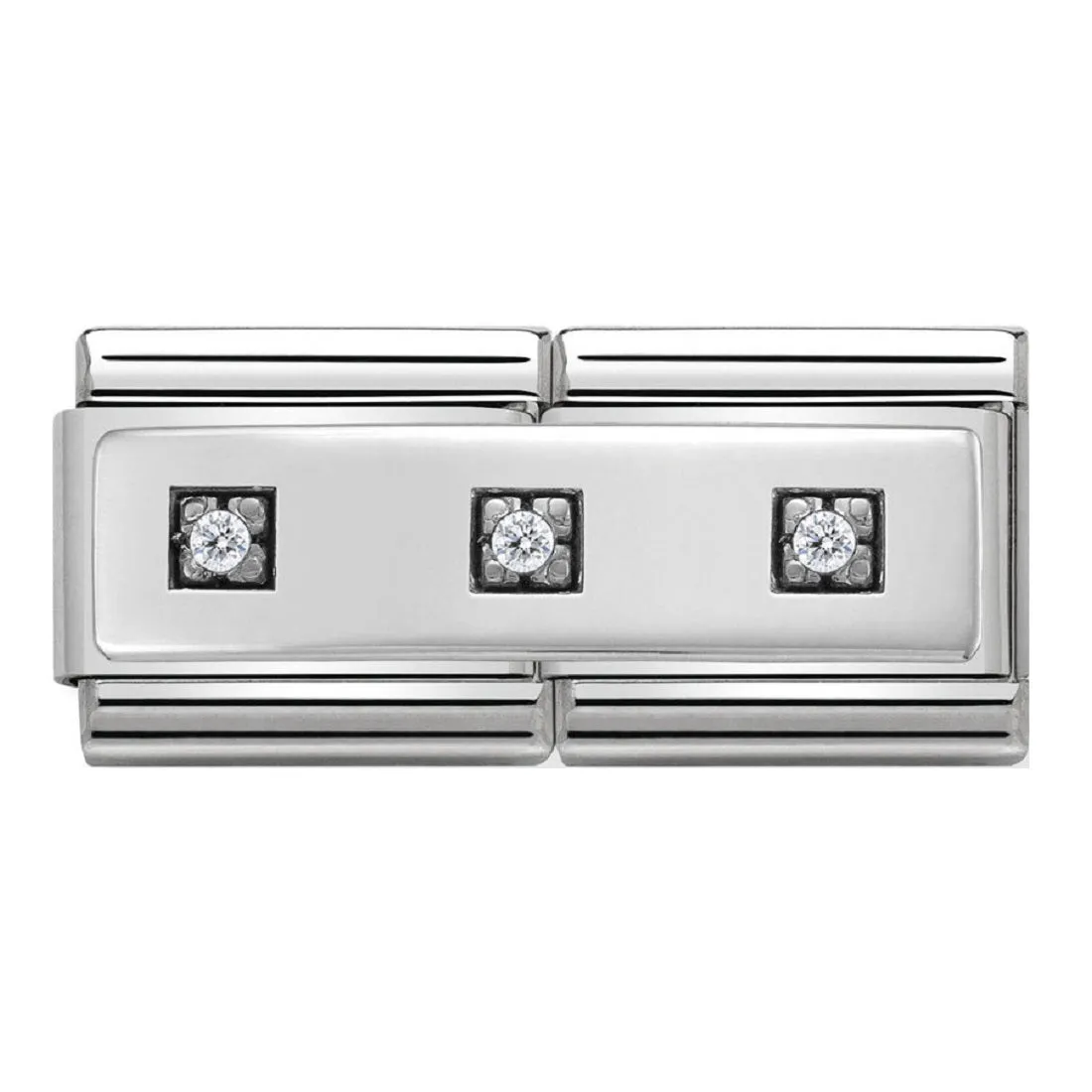 NOMINATION Charm Double Silver and CZ 3 Squares