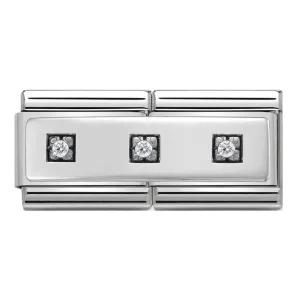 NOMINATION Charm Double Silver and CZ 3 Squares
