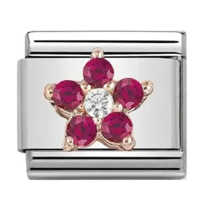 NOMINATION Charm Rose Gold with CZ Red and White Flower