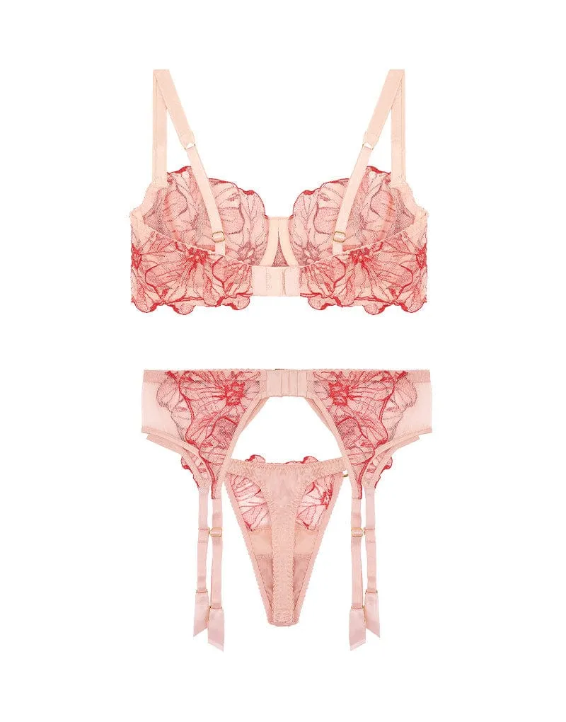 Rosa Balcony Bra, Thong & Suspender Belt