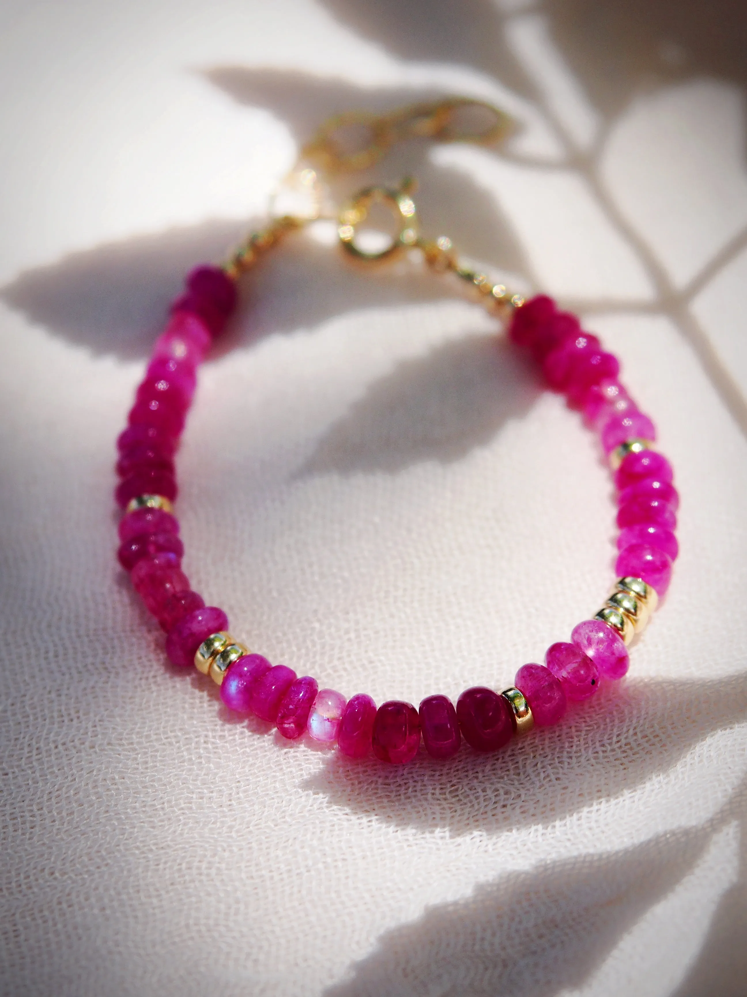 Sale - Hot Pink Rainbow Moonstone Bracelet - Kekipi