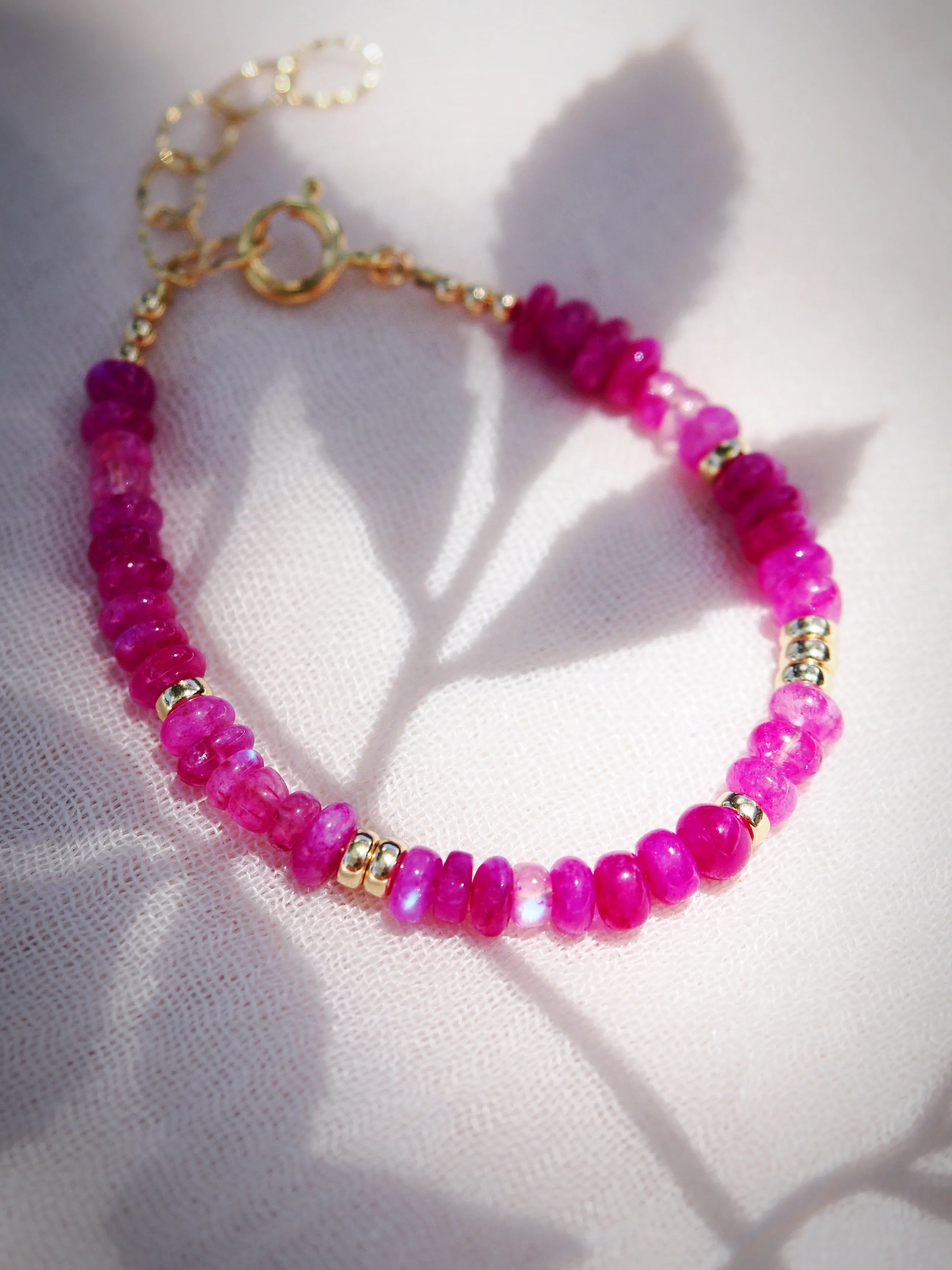 Sale - Hot Pink Rainbow Moonstone Bracelet - Kekipi