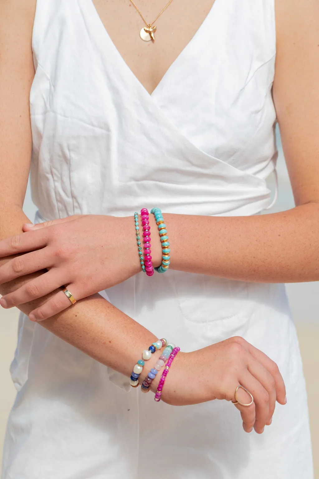 Sale - Hot Pink Rainbow Moonstone Bracelet - Kekipi