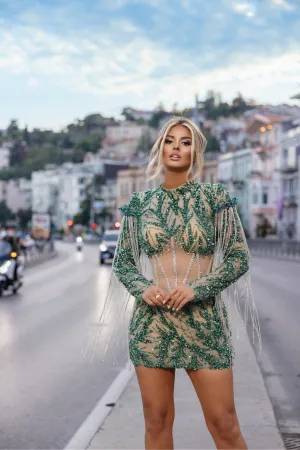 Short Luxury Green Evening Dress