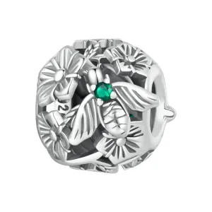 Silver Flower Ball Charm