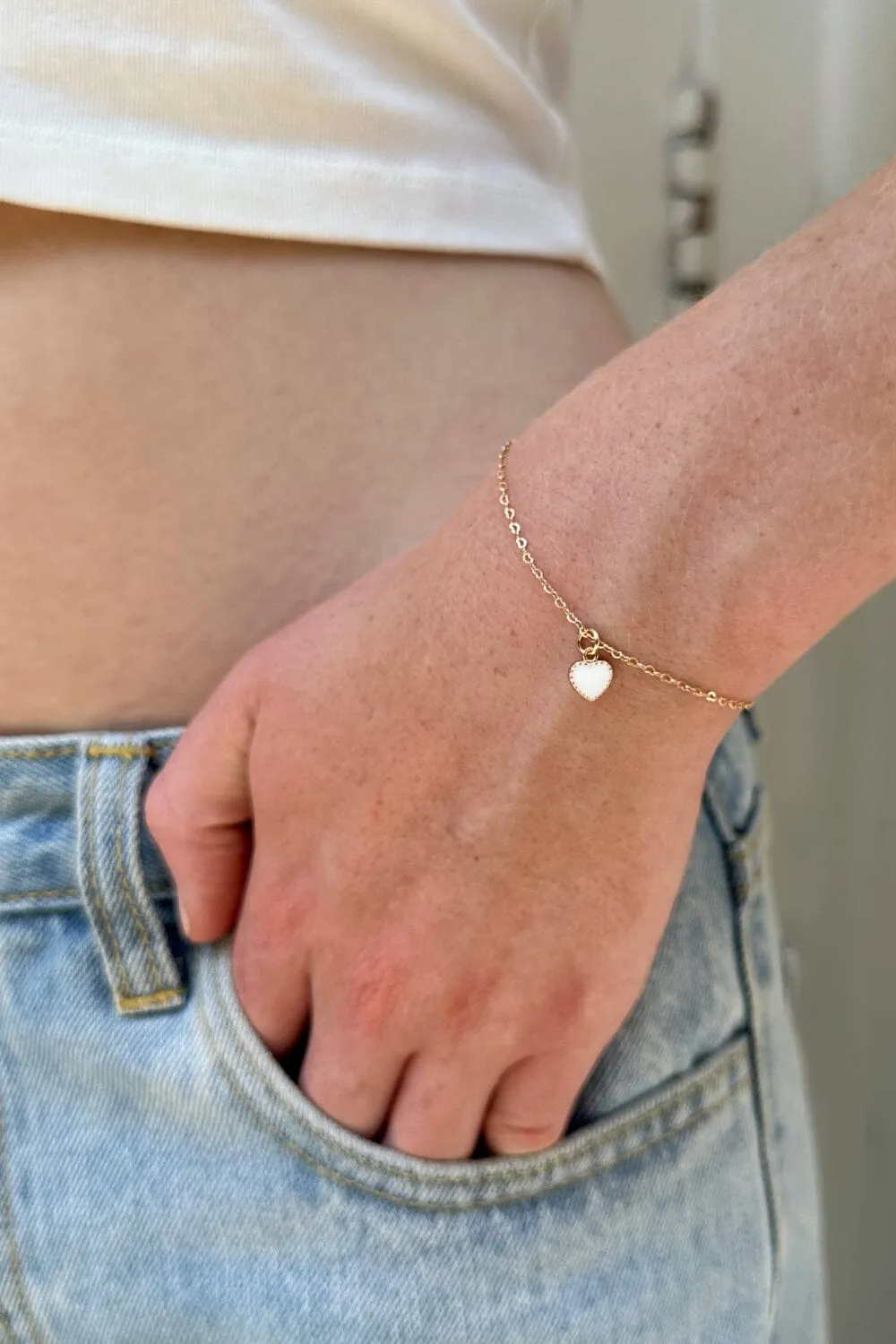 White Heart Bracelet
