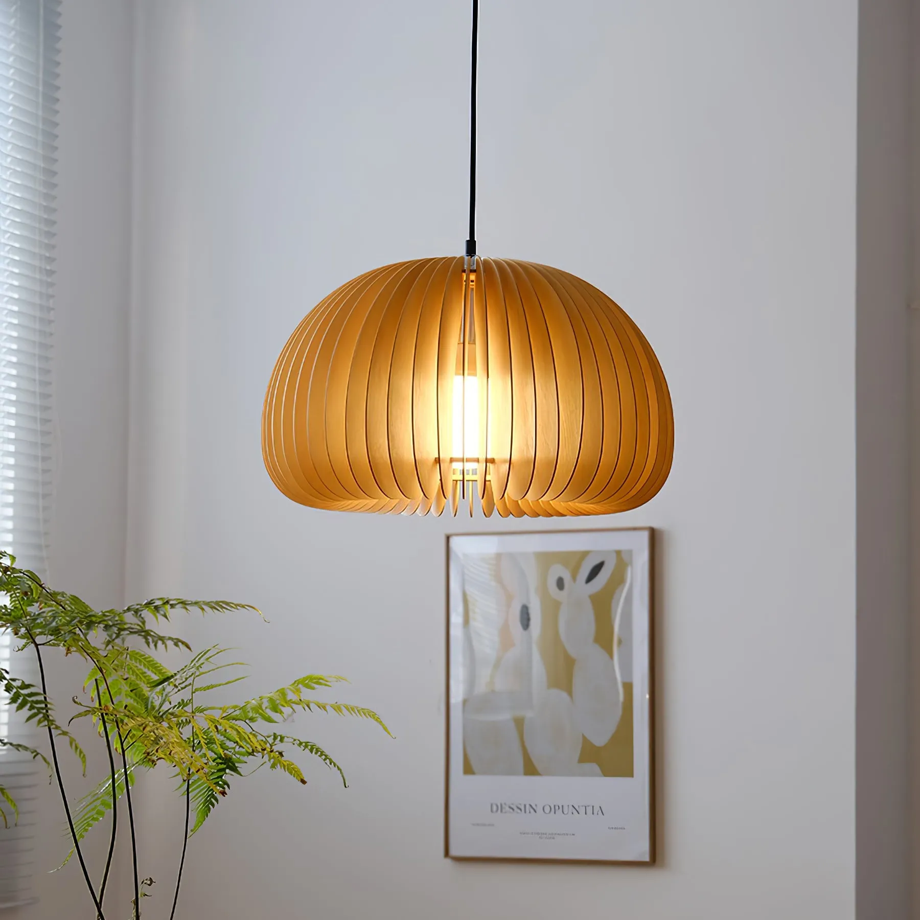 Wooden Pumpkin Pendant Lamp